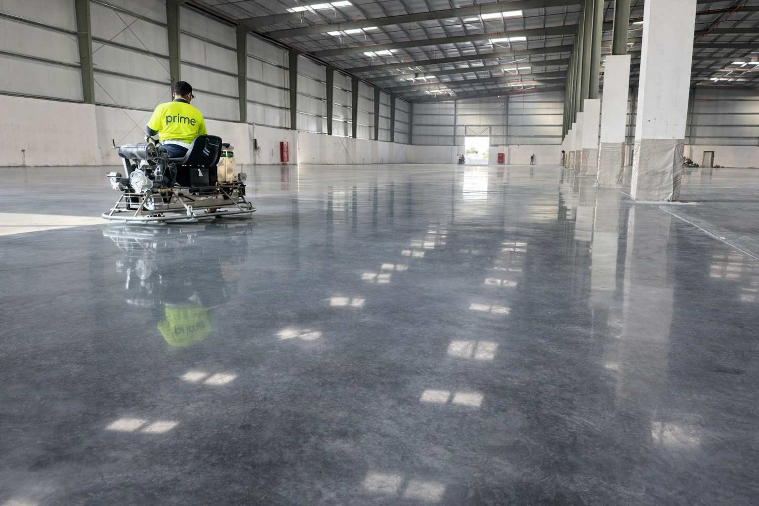 Night concreting industrial flooring project